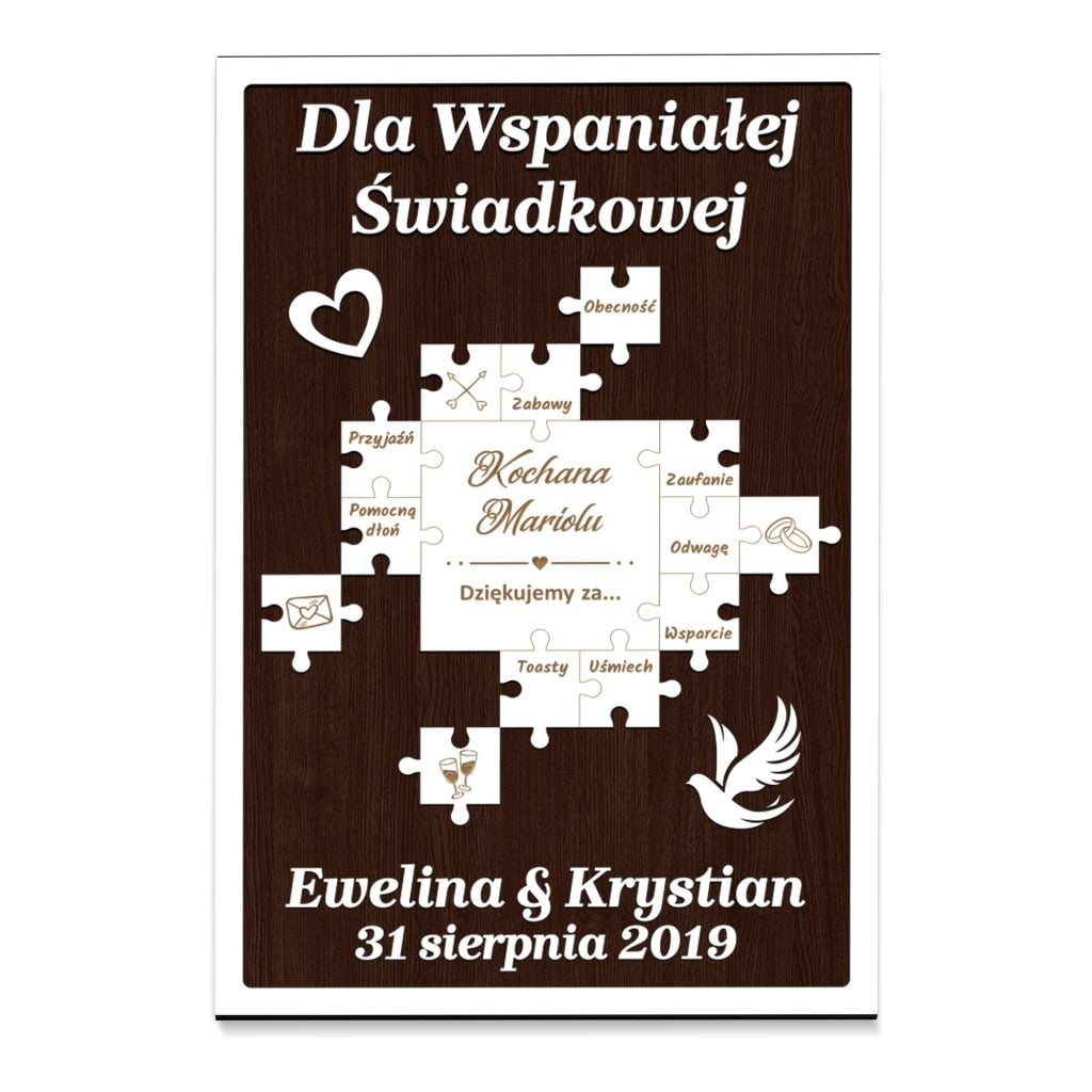 Podziękowanie dla świadkowej Ślub Prezent MD741