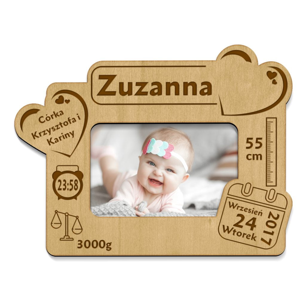 Metryczka Ramka na Zdjęcie Prezent na Roczek, Chrzest.