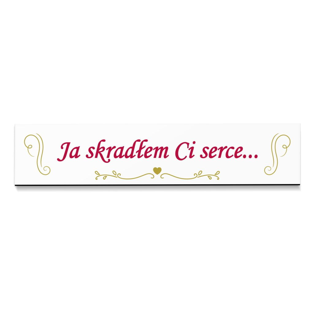 tablica rejestracyjna ślubna z napisem "Ja skradłem Ci serce..."