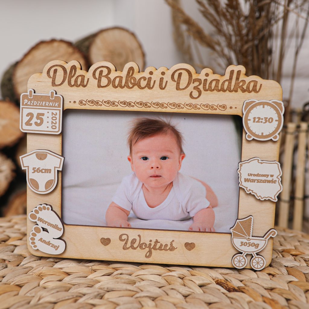 Ramka z danymi dziecka dla Babci i Dziadka Metryczka - ramka dla Babci i Dziadka MD231