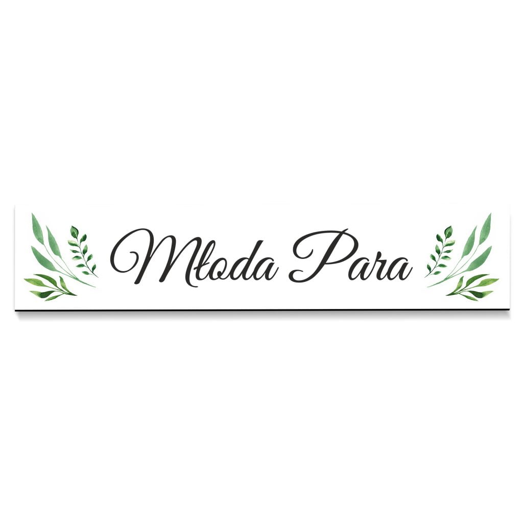 Tablice rejestracyjne ślubne z wzorem w zielone liście i napisem "Młoda Para"