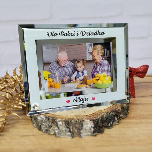 Piękna ramka szklana z nadrukowanym zdjęciem dla Babci i dziadka