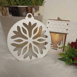 Ażurowa Eko Bombka Śnieżynka Biała HDF