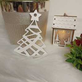 Ażurowa Eko Zawieszka Choinka Biała HDF