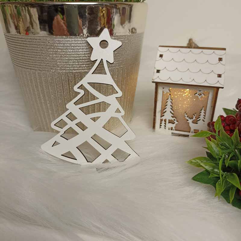 Ażurowa Eko Zawieszka Choinka Biała HDF