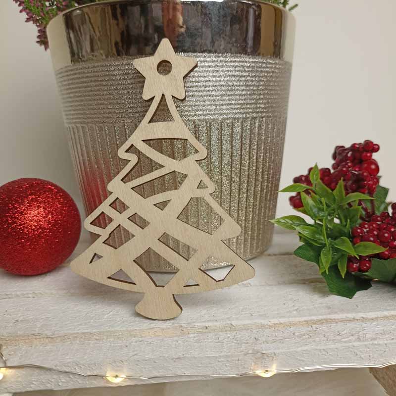 Ażurowa Eko Zawieszka Choinka Sklejka