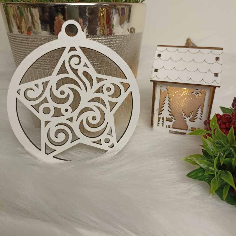 Ażurowa Eko Zawieszka Gwiazdka Biała HDF