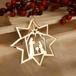 Błyszcząca Ozdoba Choinkowa Stajenka Złota