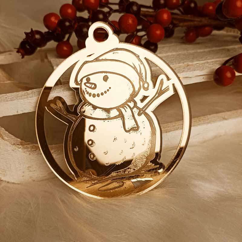 Bombka z Połyskiem Bałwanek Złota