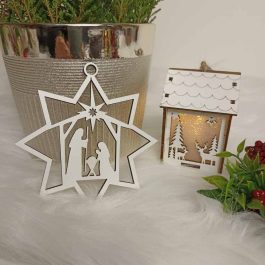 Bożonarodzeniowa Eko Zawieszka Stajenka Biała HDF