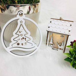 Dekor Świąteczny na Choinkę Biała HDF