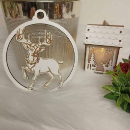 Drewniana Ozdoba Choinkowa Renifer Biała HDF