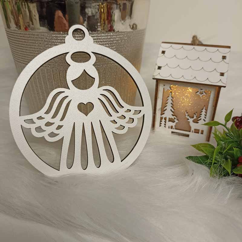 Drewniana Zawieszka Anioł Biała HDF