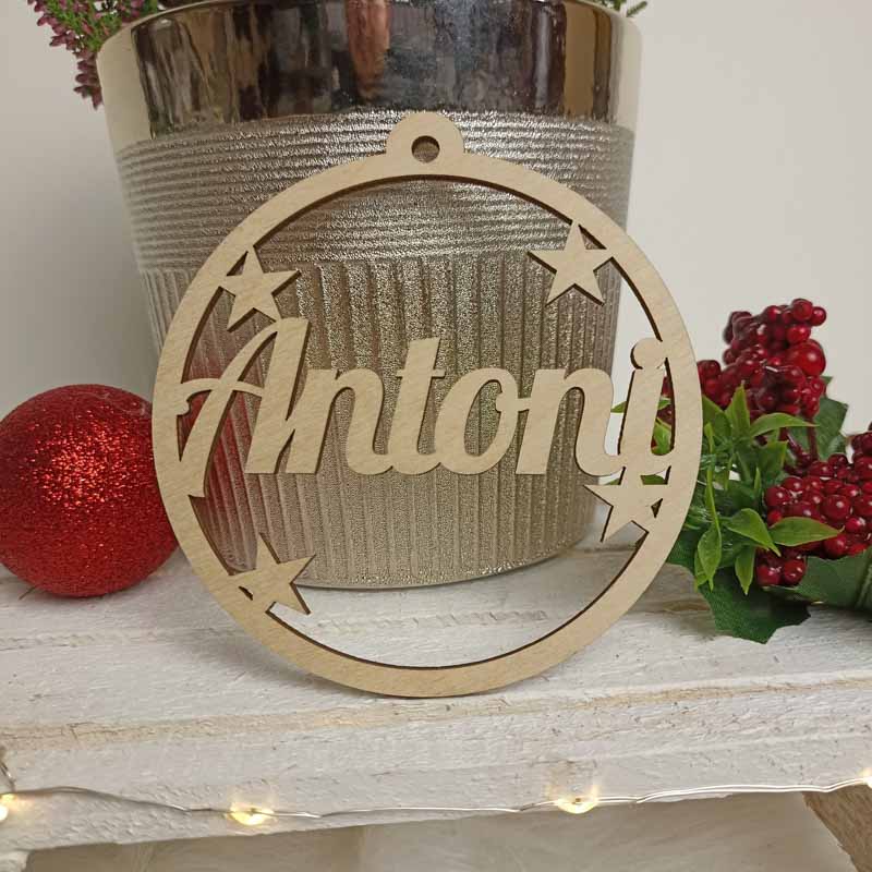 Drewniany Okrąg Imienny na Choinkę Sklejka