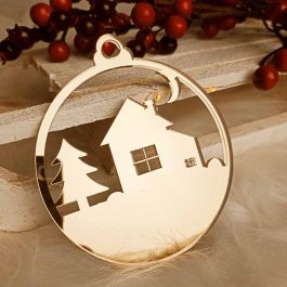 Błyszcząca Bombka Pejzaż Złota