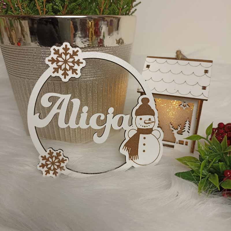 Eko Bombka Imienna Bałwanek Biały HDF