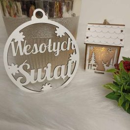 Eko Bombka Wesołych Świąt Biała HDF