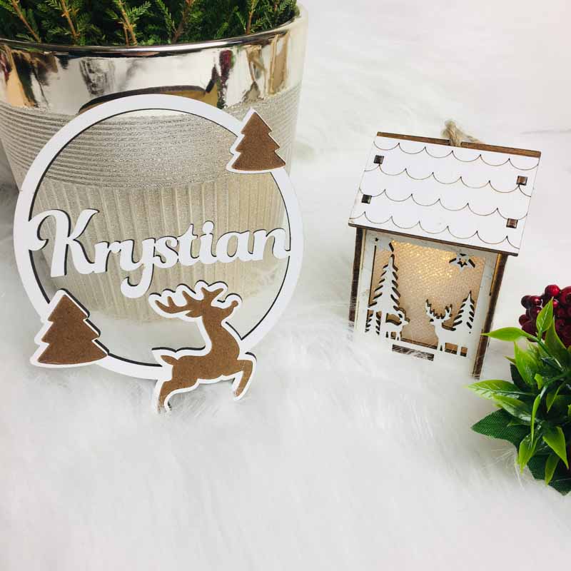 Eko Ozdoba Choinkowa z Imieniem Biała HDF