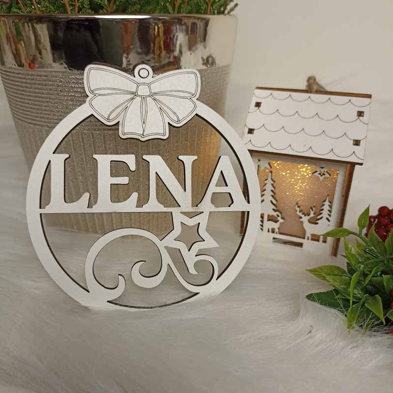 Ekologiczna Zawieszka Choinkowa Imię Biała HDF