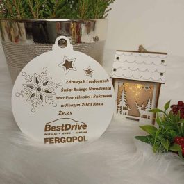 Firmowa Eko Bombka z Logo Biała HDF