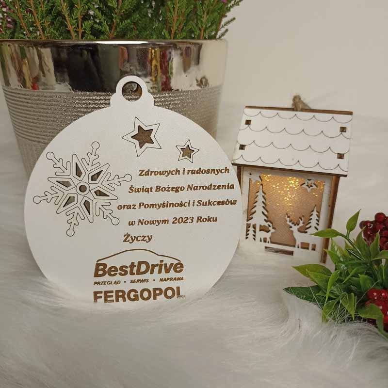 Firmowa Eko Bombka z Logo Biała HDF