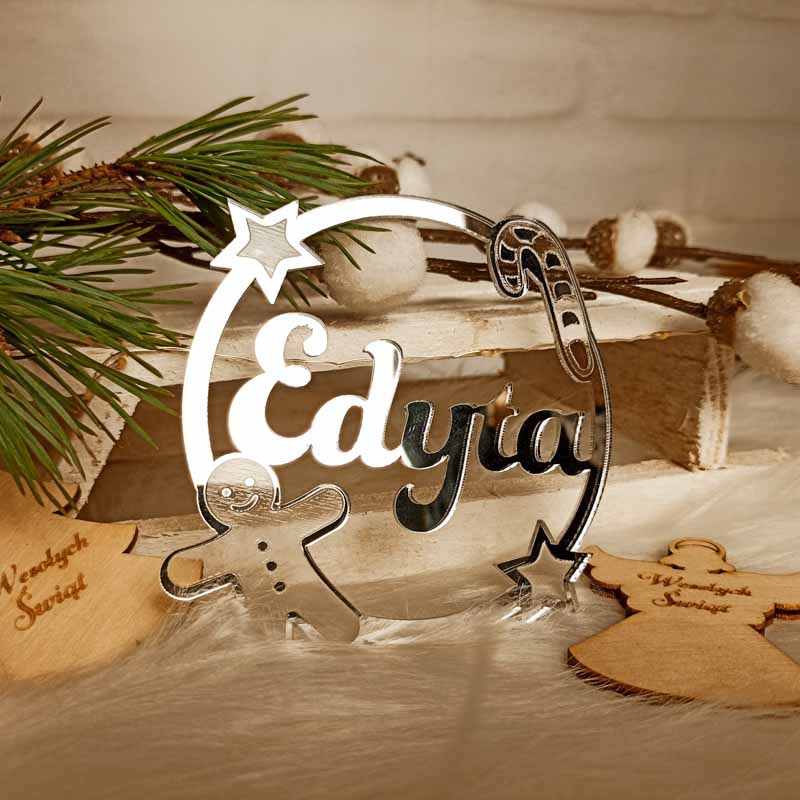 Świąteczna Zawieszka Imienna Piernik srebrna