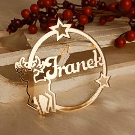 Lustrzany Okrąg na Choinkę Imię złoty