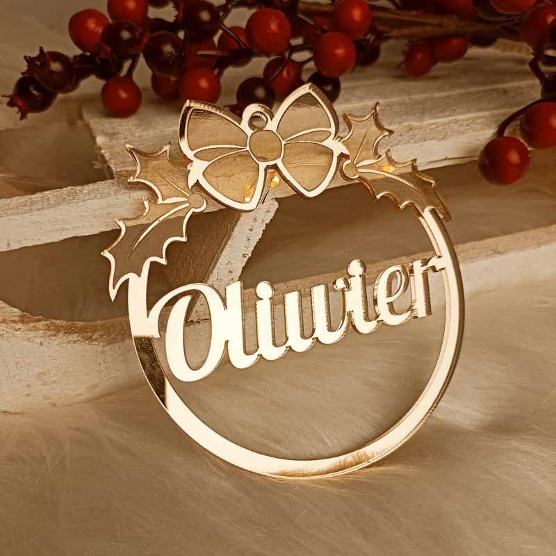 Luksusowa Zawieszka Imienna Kokardka złota