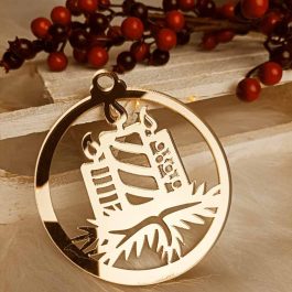 Lustrzana Bombka Motyw Świąteczny Złota