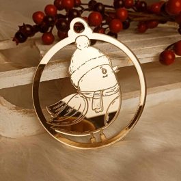 Lustrzana Zawieszka Ptaszek Świąteczny Złoty