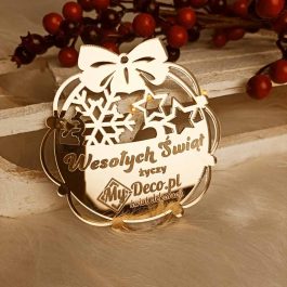 Lustrzana Zawieszka Świąteczna z LOGO Złota