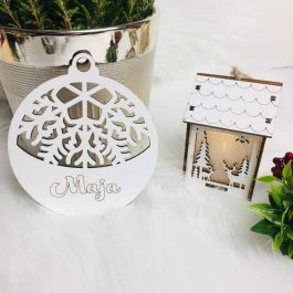 Naturalna Imienna Zawieszka Świąteczna Biała HDF