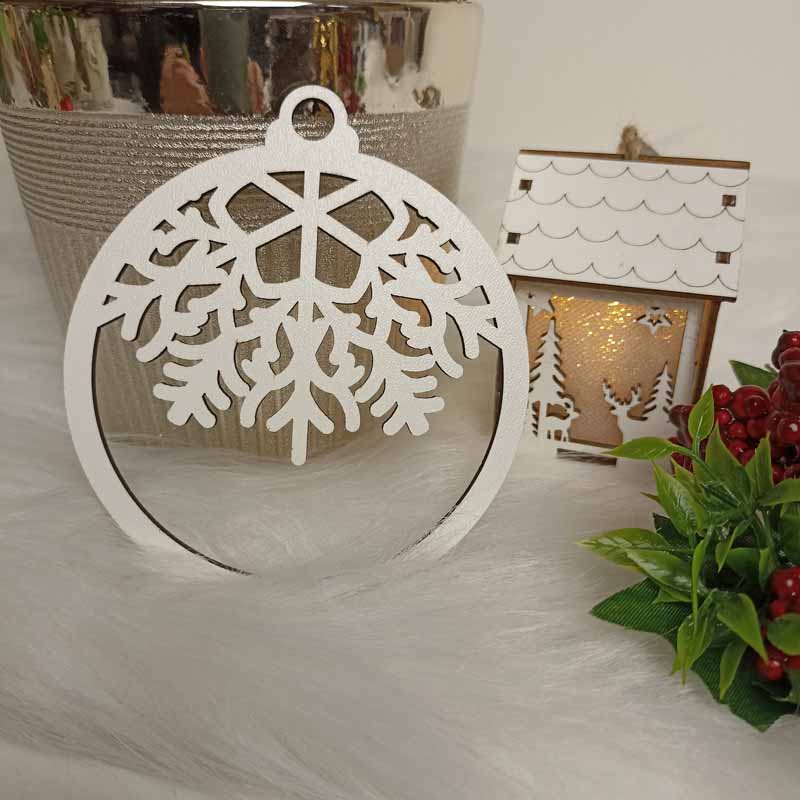 Naturalna Ozdoba Choinkowa Śnieżynka Biała HDF