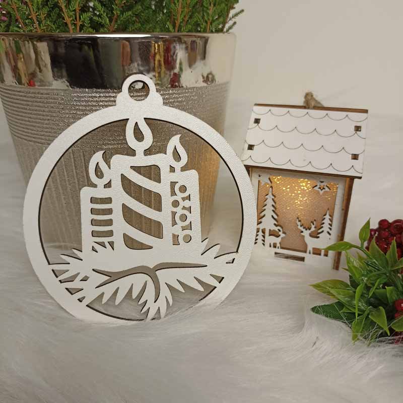 Naturalna Zawieszka Stroik Świąteczny Biała HDF