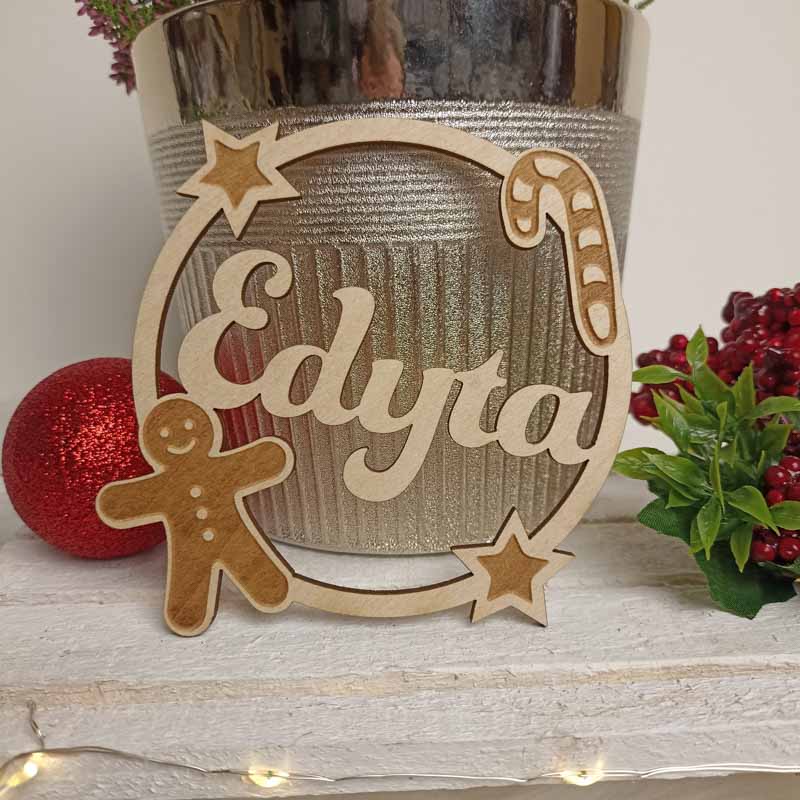 Personalizowana Eko Ozdoba Choinkowa Sklejka