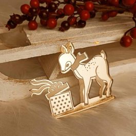 Połyskująca Zawieszka Prezent z Reniferem Złota