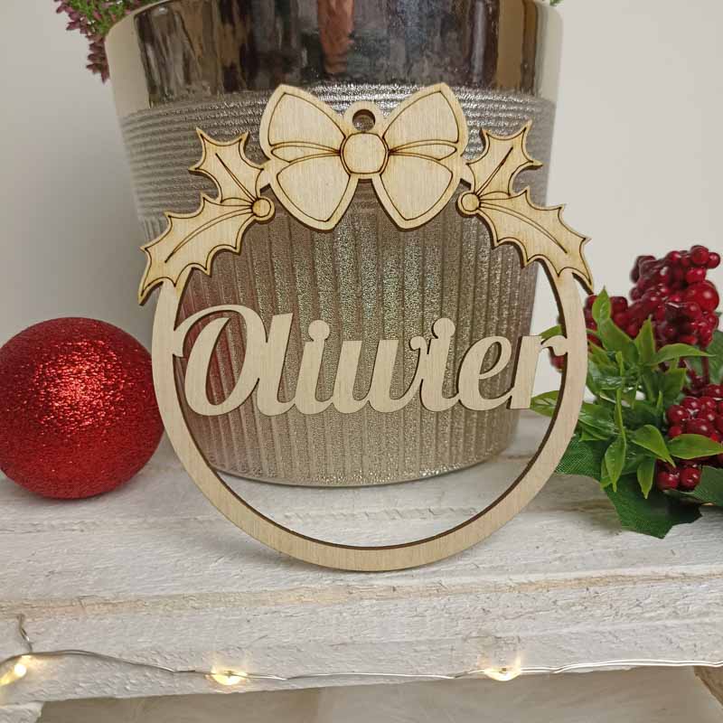 Rustykalna Bombka Drewniana z Imieniem Sklejka