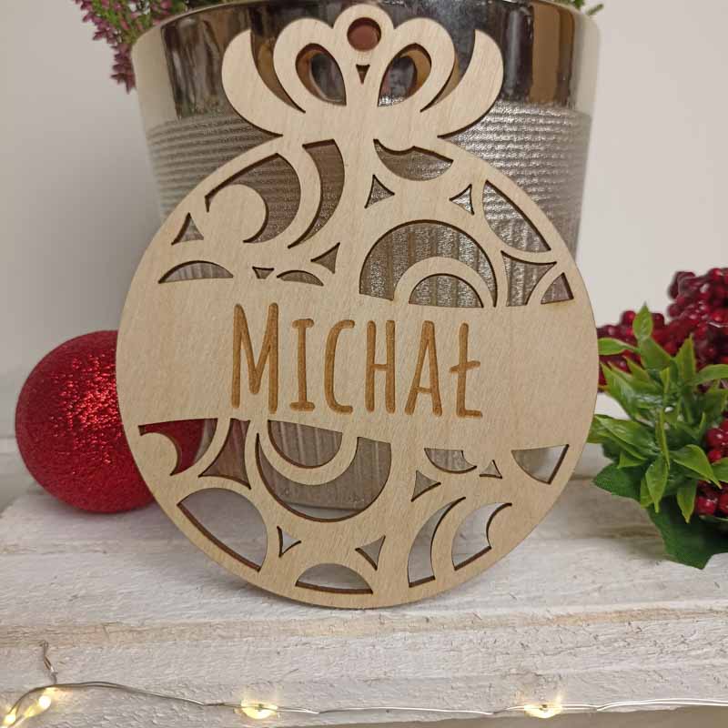 Rustykalna Ozdoba Choinkowa Imienna Sklejka