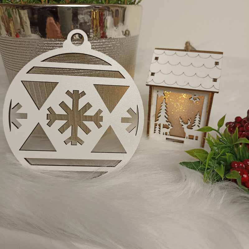 Rustykalna Ozdoba Choinkowa Biała HDF