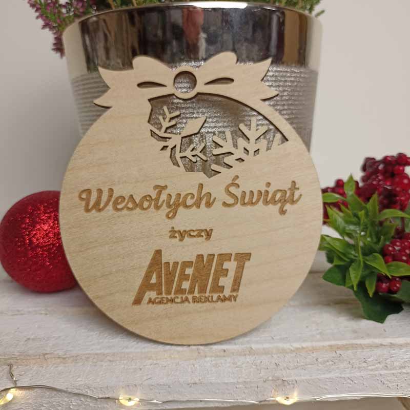 Rustykalna Ozdoba Świąteczna z Logo Firmy Sklejka