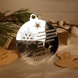 Świąteczna Bombka z LOGO Życzenia Srebrna