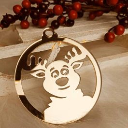 Świąteczna Lustrzana Zawieszka Renifer Złota