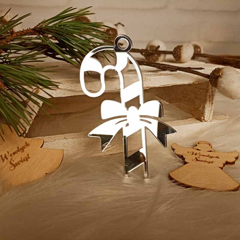 Zawieszka Świąteczna Lustrzana Pleksi Srebrna