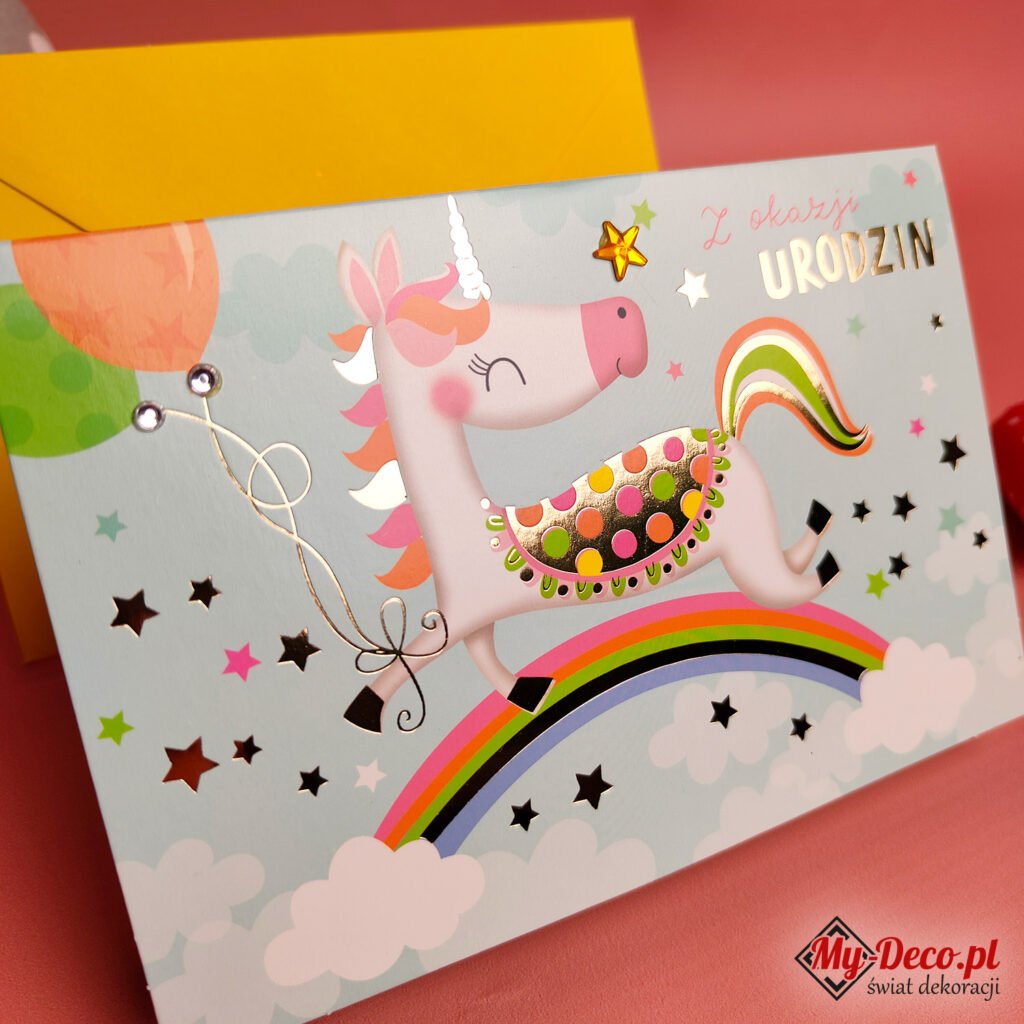 Kartka z życzeniami na pierwszy roczek lub urodziny dziecka.