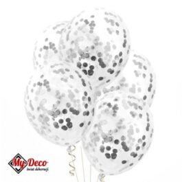 Balony transparentne z konfetti Srebrnym 30cm 4szt