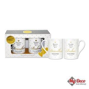 Zestaw 2 kubków dla Babci i Dziadka Gold z napisem.