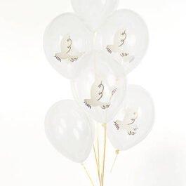 Zestaw balonów Komunia Święta Biały Gołąb 30 cm. W zestawie jest 6 sztuk balonów.