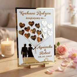 Podziękowanie dla Rodziców 3D Złota Pleksi Lustrzana i Grawerowana Personalizacja MD341