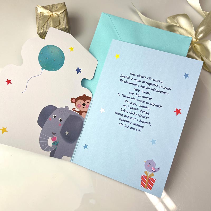 Kartka urodzinowa Roczek Dziecka słonik MD09 - obrazek 4