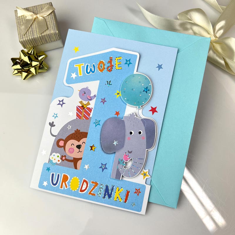 Kartka urodzinowa Roczek Dziecka słonik MD09 - obrazek 2